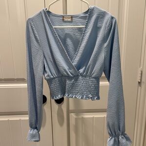 Altar'd State Light Blue Smocked Blouse